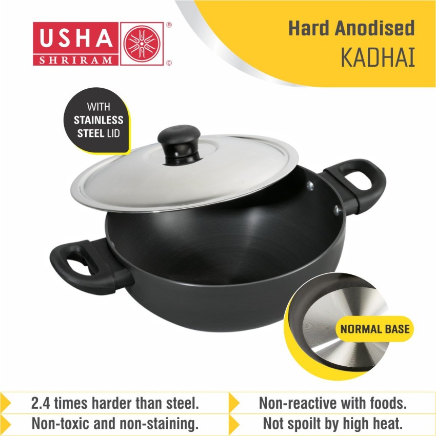 USHA SHRIRAM Triply Stainless Steel Kadai with Lid