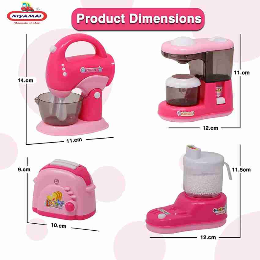 Kids Play Kitchen Toy Set,Kitchen Appliance Toys Bread Toaster  Machine/Coffee Machine/Juicer with Realistic Light Sound Kitchen  Accessories Set for