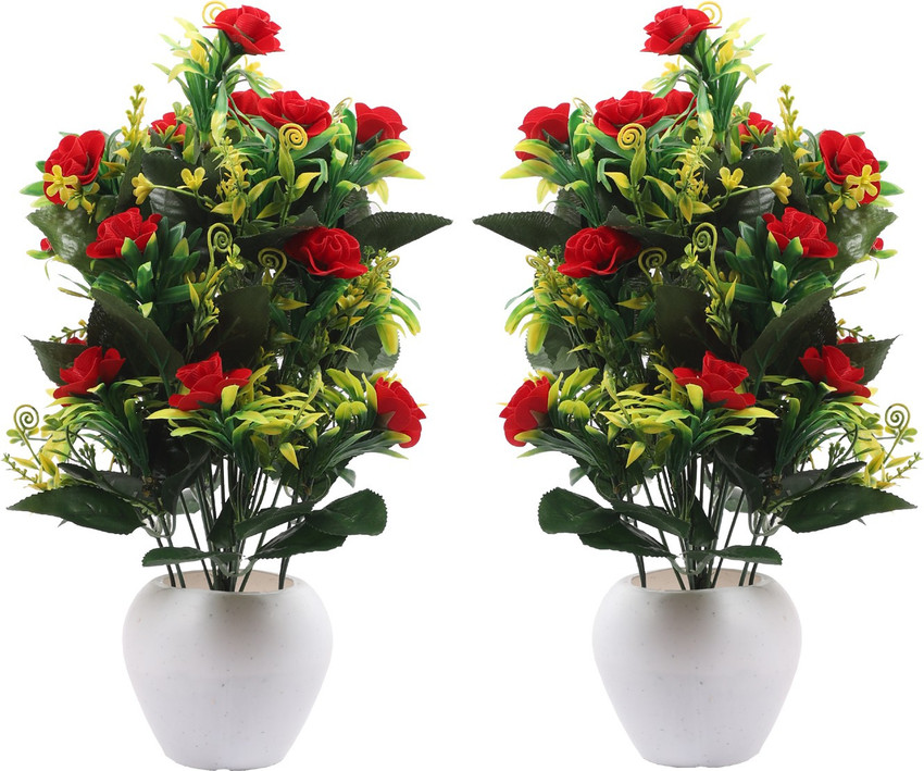 Flipkart Perfect Homes Red roses Red Rose Artificial Flower with