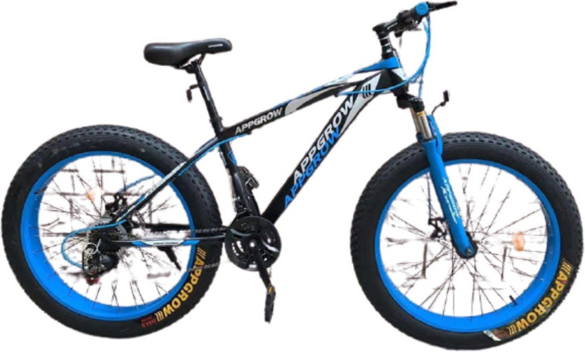 Appgrow Fat Tyre Bicycle 26 Inch Black Blue Tyre size 4 inches 26