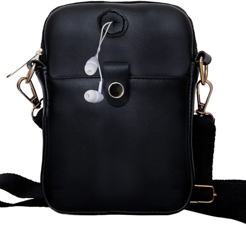 Thela Mini Black with Zip Closure Cross Body Bag for Women