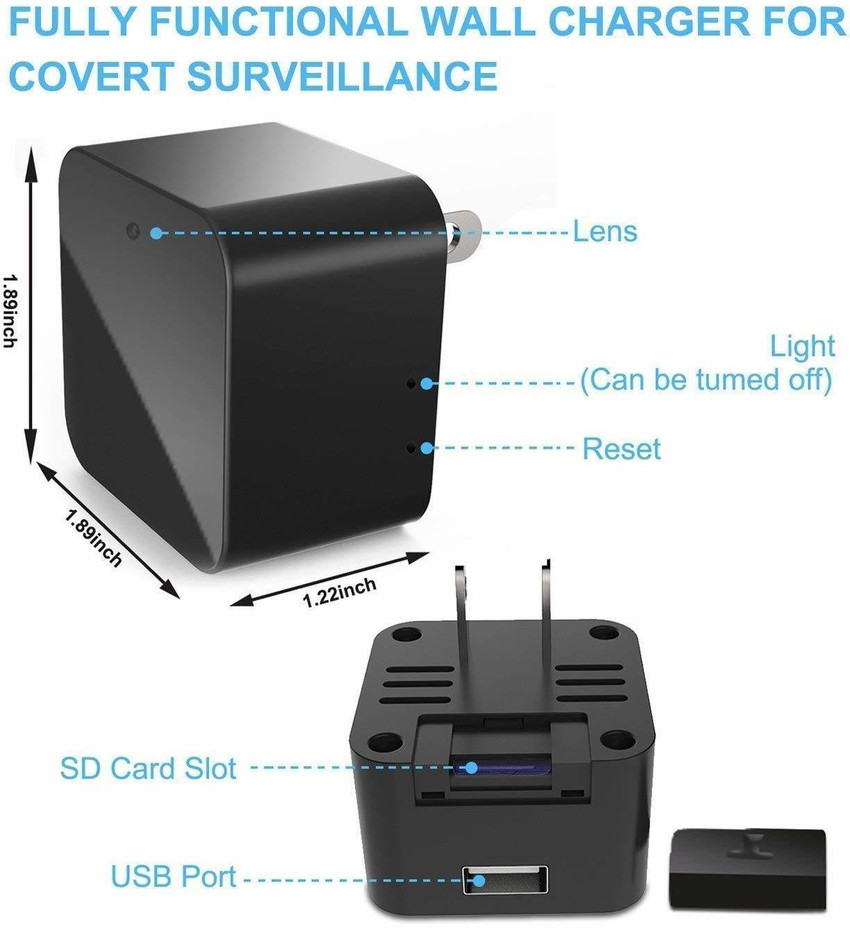 hd 4k wifi usb wall charger camera with audio
