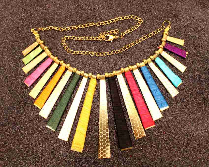 Silk thread multicolor store necklace