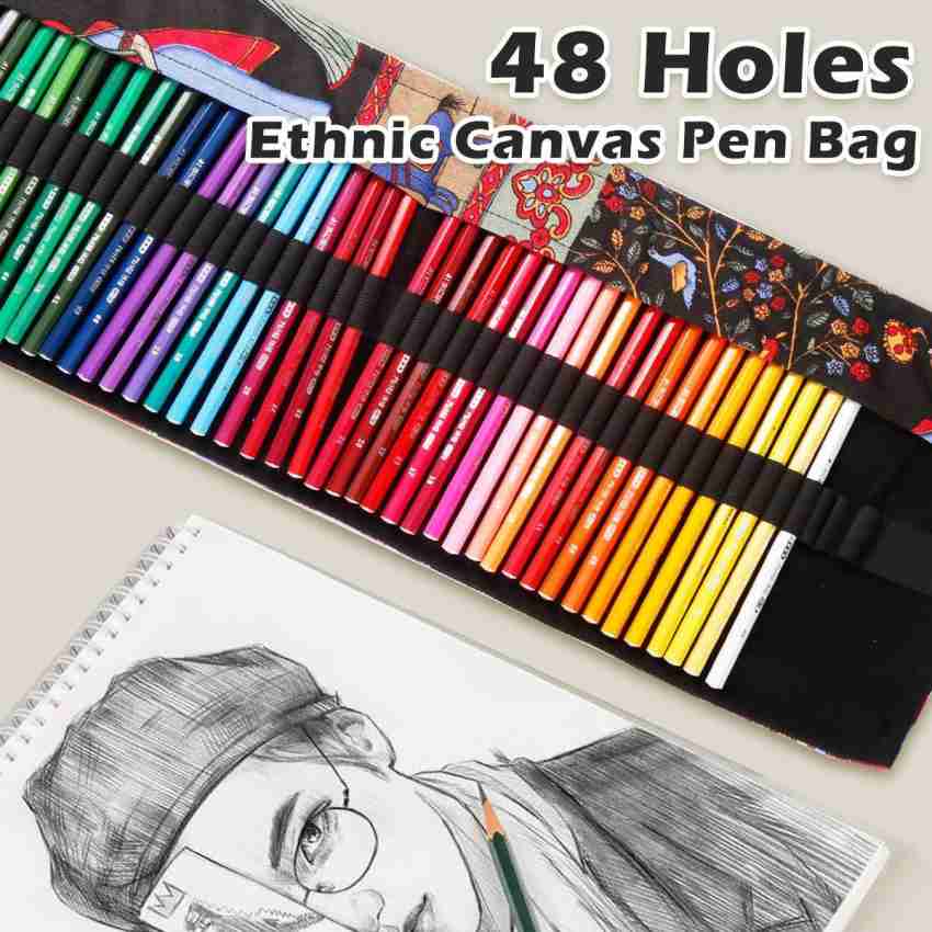 Buy Handmade Canvas Pencil Roll Wrap 48 Holes, Multiuse Roll Up Pencil Case  Large Capacity Pen Curtain for Coloring Pencil Holder Organizer,Grey Online  at desertcartINDIA