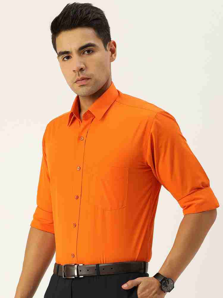 English Navy Men Solid Formal Orange Shirt Flipkart Flipkart