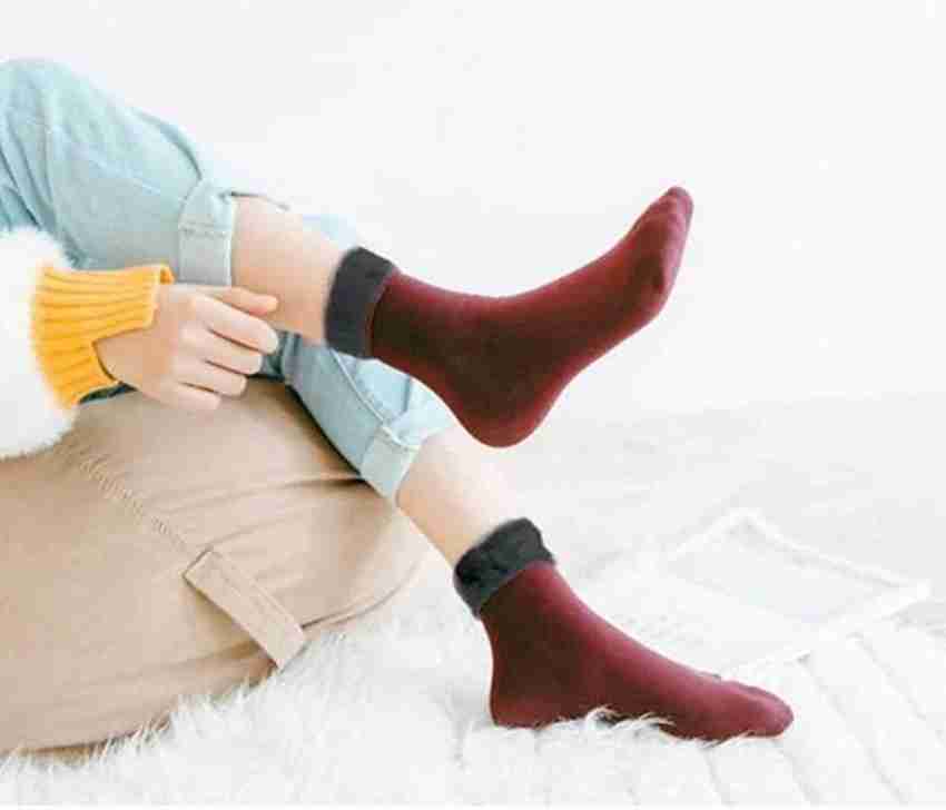 Bracevor Winter Socks Velvet Thermal Thumb Warm Ankle Calf length Feather  Fleece Fur Stretchy Elastic Socks For Men,Women,Girls and Boys Unisex Socks  Men & Women Solid Ankle Length - Buy Bracevor Winter