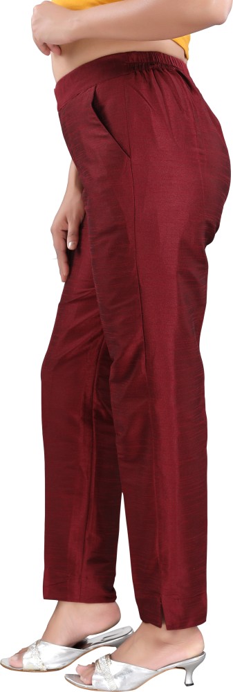 Casual Wear Cotton Lycra Maroon Slim Fit Pants, For Girls Wear at Rs  295/piece in Jaipur