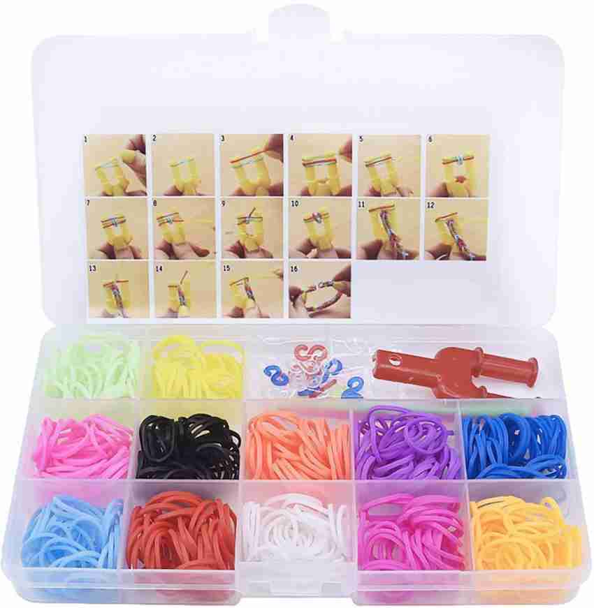 300pcs DIY Loom Bands Kit Multi-functional Color Rubber Band, Rainbow  Rubber Band Knitting, Youth Jewelry Bracelets/anklets/necklace Accessories,  Fami