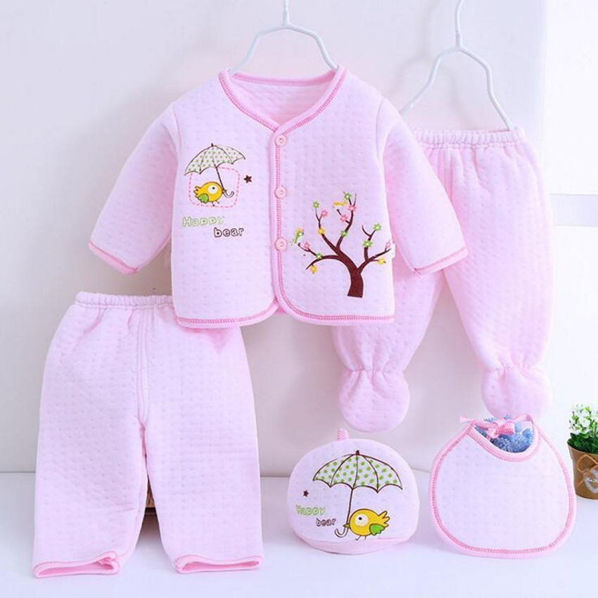 APYAcart Presents New Born Baby Winter Wear Keep warm Cartoon Printing Baby Clothes 5Pcs Sets Cotton Baby Boys Girls Unisex Baby Fleece Falalen or Flannel Suit Infant Buy Baby Care Combo