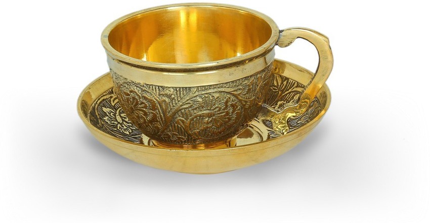 Tea Set Four Cup and Saucers Brass Tea Cup Set Authentic Tea