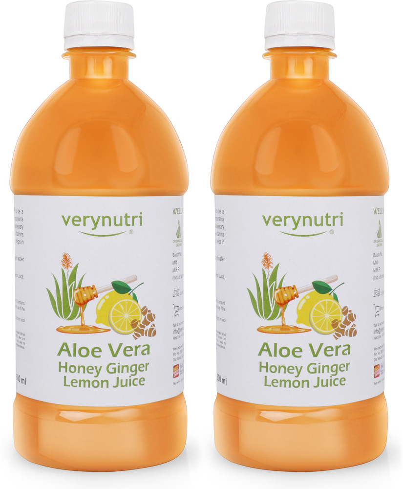 Verynutri Aloe vera Juice with Honey Lemon Ginger 600 Ml Organically Grown Immunity Booster Health Juices. Price in India Buy Verynutri Aloe vera Juice with Honey Lemon Ginger 600