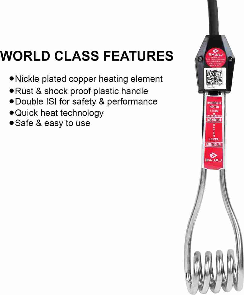 BAJAJ 1.5kW (150650) 1500 W Immersion Heater Rod Price in India - Buy BAJAJ  1.5kW (150650) 1500 W Immersion Heater Rod online at Flipkart.com