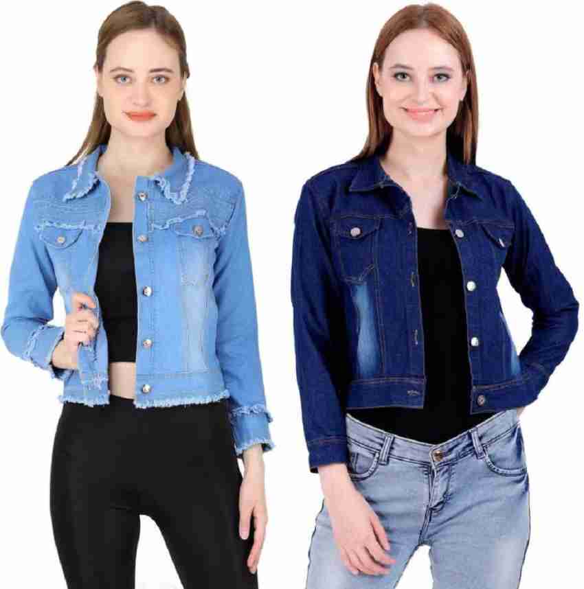 Denim jacket hot sale women distressed