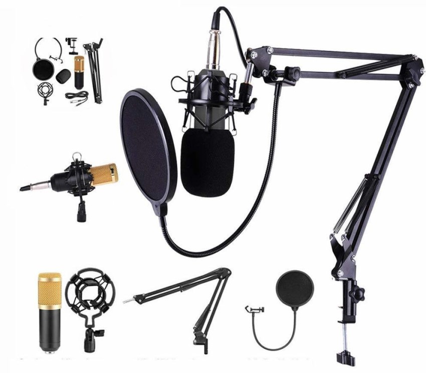 XLR Condenser Microphone, Studio Mic Kit with Boom Arm Stand, Shock Mount,  Pop F