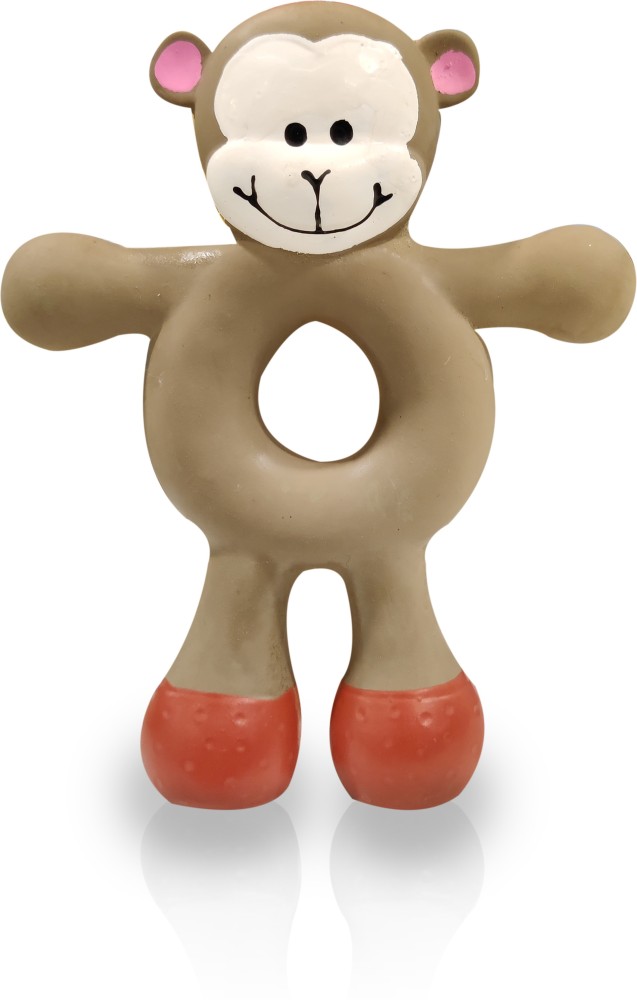 Squeaky rubber outlet monkey dog toy