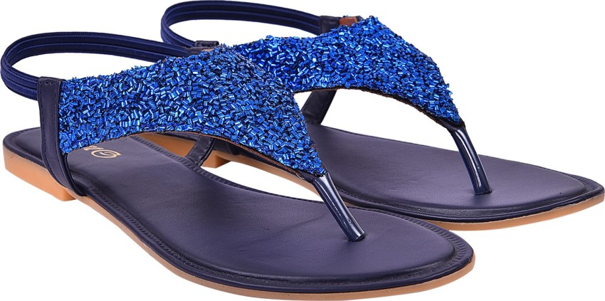 Blue sparkly flip flops hot sale