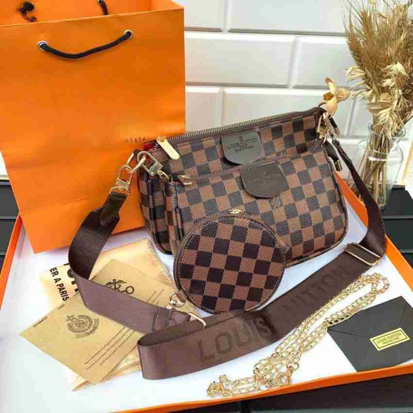 LV Brown Sling Bag POCHETTE MÉTIS Checkered Brown - Price in India