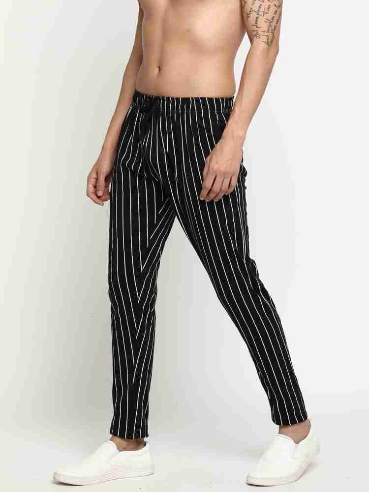 Mens striped store pants black white