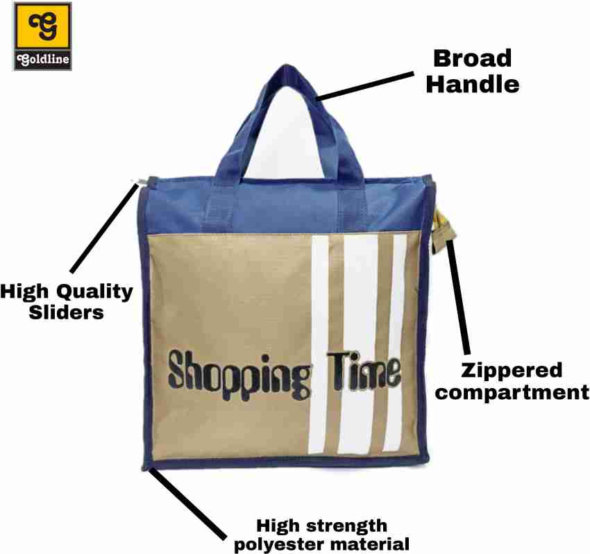 Goldline Heavy Duty Collapsible Polyester Grocery Shopping Bag/Eco-Friendly  Multipurpose Carry Bag/Thela/Jhola/Girls Tote Bag/16 Litre/Messenger Bag  &Thick Bottom (Brown, 34 x 12 x 38 cm) Grocery Bag Price in India - Buy  Goldline