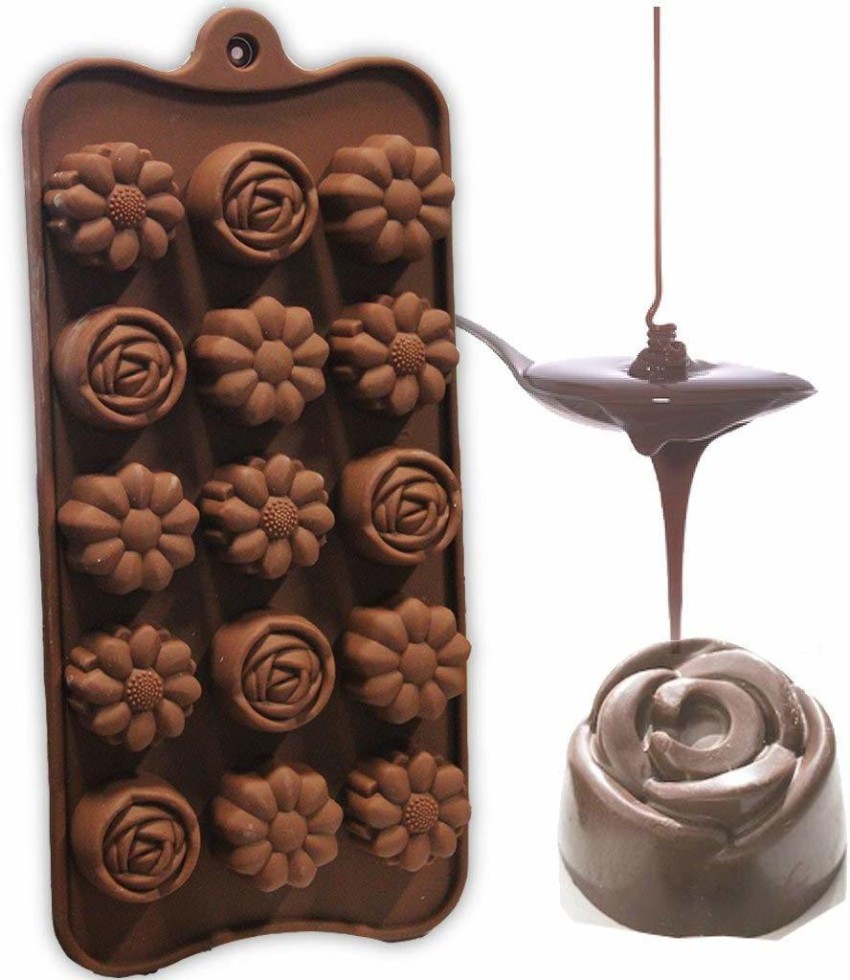 MoldBerry Flower Chocolate Mold, 15 Cavity Silicone Chocolate Mould, Flower  Shape Candy Molds, Chocolate Gummy Hard