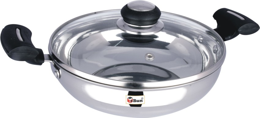 Coconut Stainless Steel Plain Kadai for Cooking and Serving