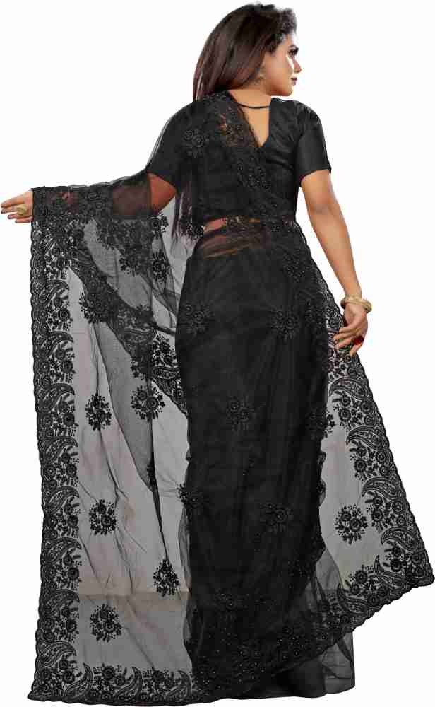 Net Designer Saree In Black Colour - SR4690119