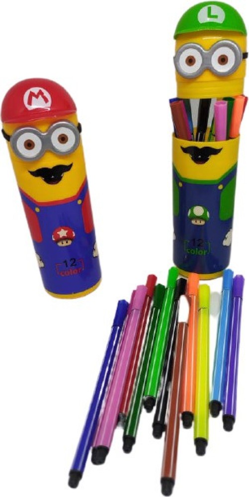 Paper Moon Cute Minions Cartoon Character Sketch Pens Box With 12 Colored  Pens for Kids  Multicolor  Amazonin Toys  Games