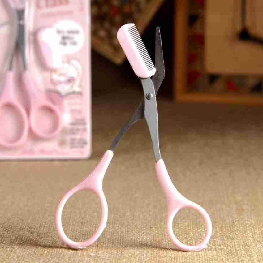 Eyebrow Trimmer Scissors & Comb Set For Makeup Removal And Hair