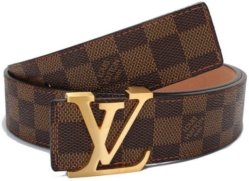 LV Men Women Party Brown Artificial Leather Belt Brown Price