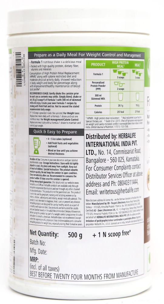 Calories in Herbalife Nutritional Shake Mix - Dutch Chocolate and Nutrition  Facts