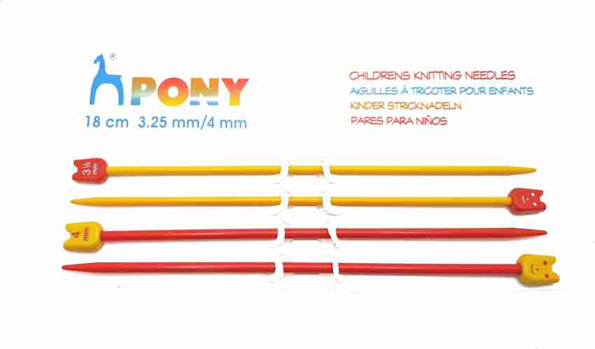 Pony Plastic Children's Single Ended Knitting Needle Pin Pairs, 18 cm Long,  No 10 & 8 (3.25 & 4 mm) Knitting Pin Price in India - Buy Pony Plastic  Children's Single Ended