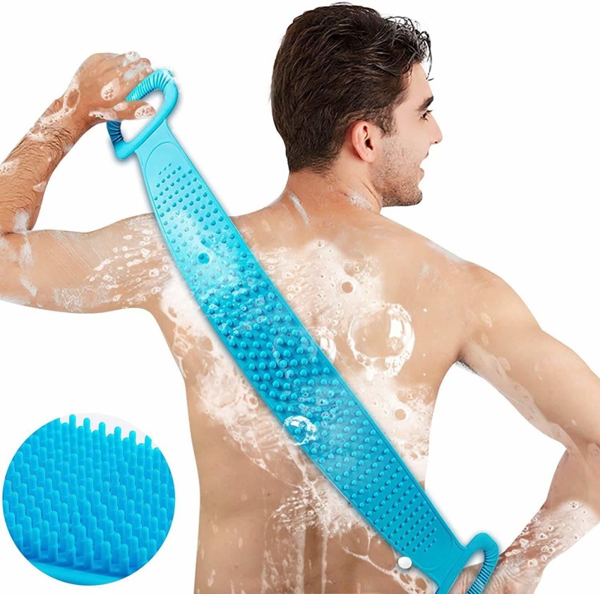 Silicone Double Sided Back Scrubber For Shower, Long Handle Bath