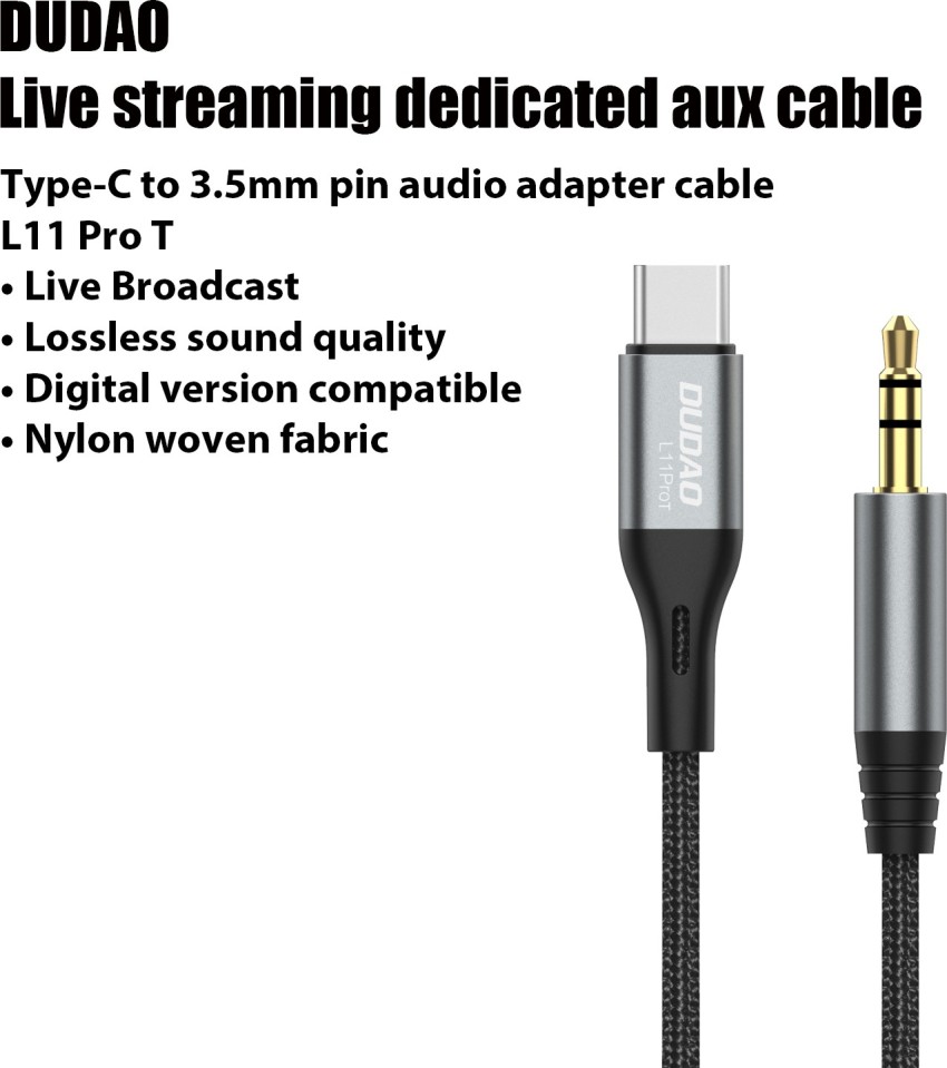 DUDAO AUX Cable 1 m USB Type C to 3.5mm Aux Audio Cable for Car