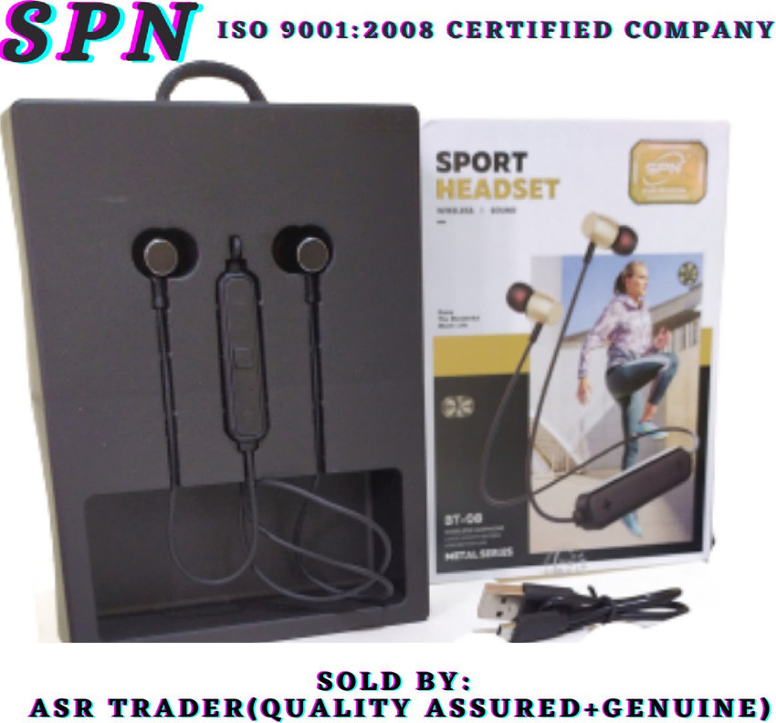 SPN BT08 Extra Bass 08Hr Sport wireless bluetooth Earphone Neckband Bluetooth Price in India Buy SPN BT08 Extra Bass 08Hr Sport wireless bluetooth Earphone Neckband Bluetooth Online SPN Flipkart