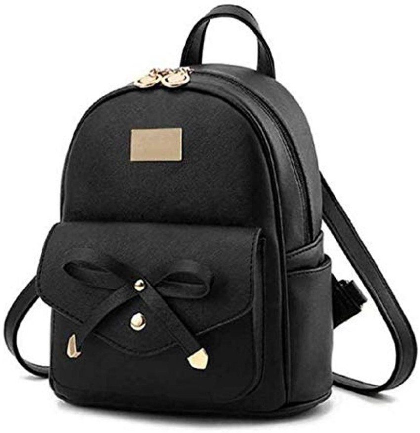 People Creation PU Leather Backpack School Bag Student Backpack Women Travel bag Collage Bag Tution Bag 6 L Backpack 6 L Backpack BLACK Price in India Flipkart