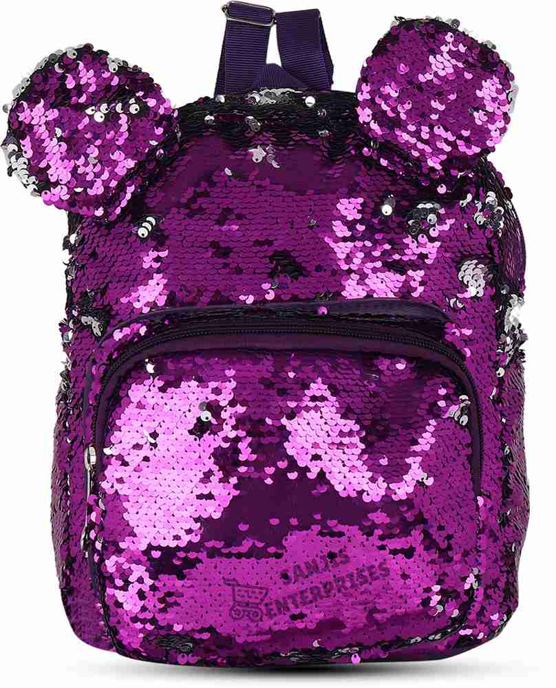 Flipkart Nia Creations Small Reversible Sequence Backpack Daypack for Womens Girls Sequins Travelling Outdoor Picnic School College Office Casual Daily use Backpack Rucksack Back Bag for Kids Purp...