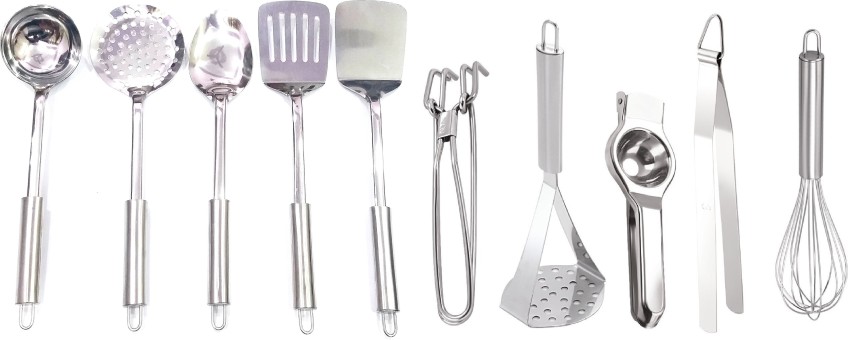 Parage Stainless Steel Cooking Spoon Kitchen Tool Set Food-Grade 10Pieces  Silver