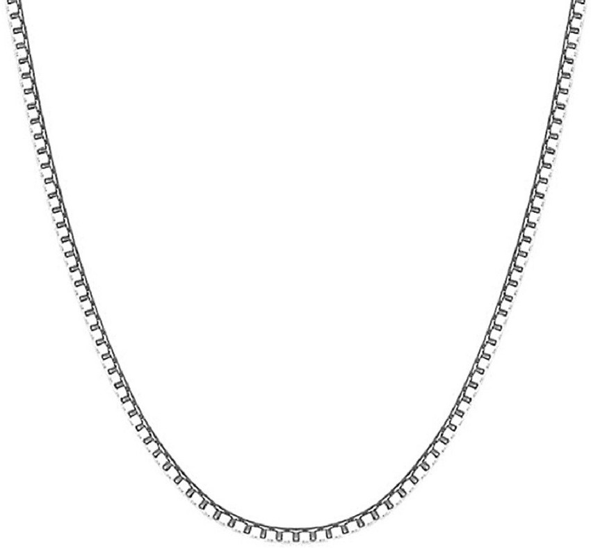 Parnika Unisex Box Design 22 Inches Pure 92.5 Sterling Silver Chain