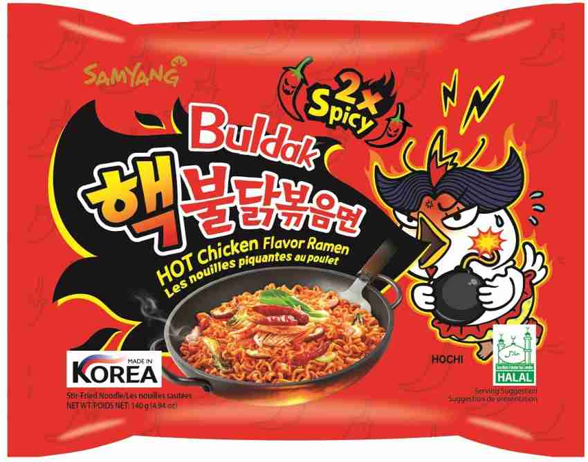 Samyang 2x Spicy Buldak Hot Chicken Flavor Ramen Noodles, 5 x 140g