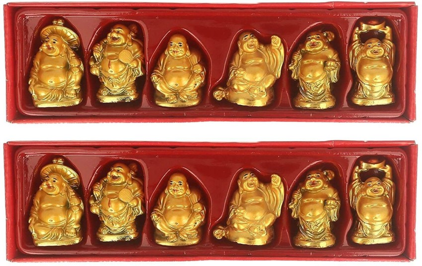 Buy Love Kart Laughing Buddha Happy Man for Feng Shui Home Decor Gift God  Vastu Chinese Happy Man  6 Different Poses Set Figurine Golden Statue  Decorative Showpiece  10 cm Polyresin