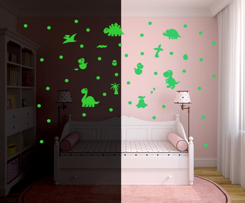 Glow in The Dark Dinosaur Wall Decals, Glowing Stickers for Ceiling, Boys  Bedroom Decoration, Large Luminous Removable Dinosaur Wall Decor for