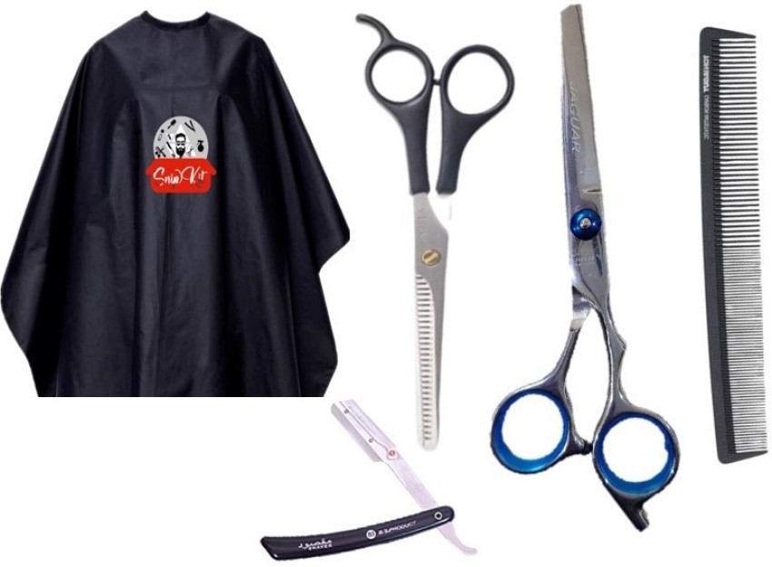 10pcs hair cutting scissors set, professional haircut scissors kit with  cutting scissors,thinning scissors, comb,cape, clips, black hairdressing  shears set for barber, salon, home 