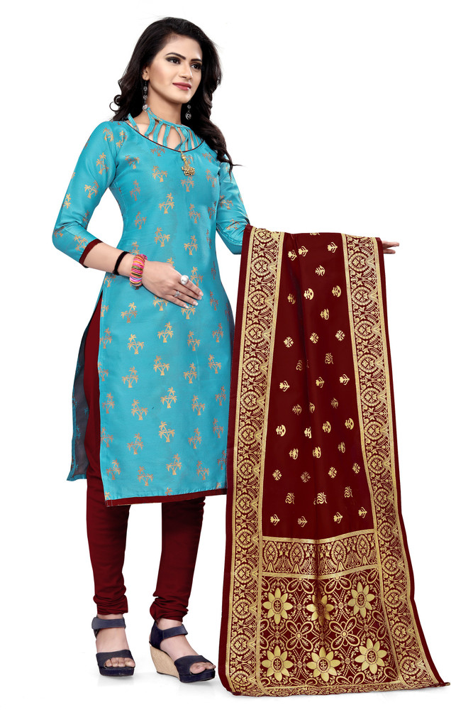 Diva s Choice Cotton Silk Self Design Kurta Churidar Material