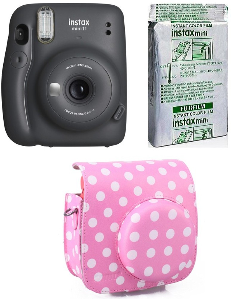 FUJIFILM Instax Mini 11 Charcoal Gray with Pouch and 10 Shot film