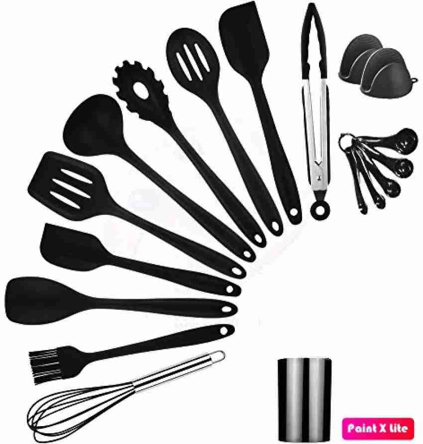 ComCreate Silicone Cooking Kitchen 11PCS Wooden Utensils Tool for