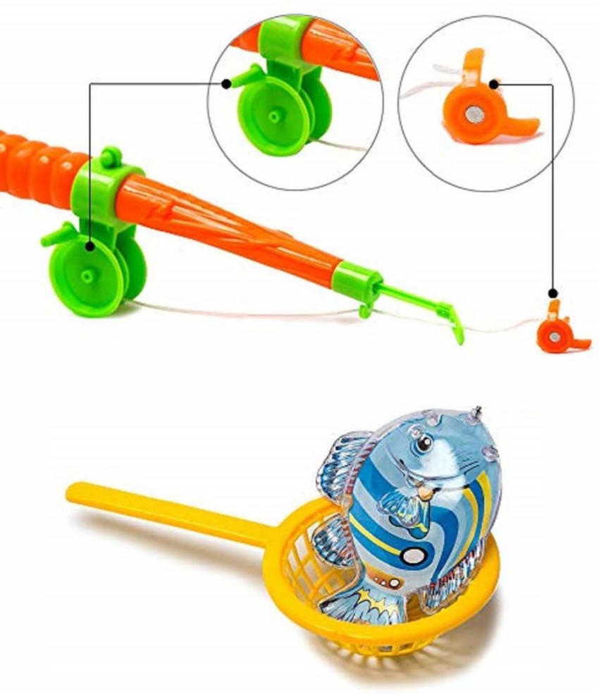 Tako bell Magnetic Fish Catcher Tools Baby Bath Tub Toy for Kids