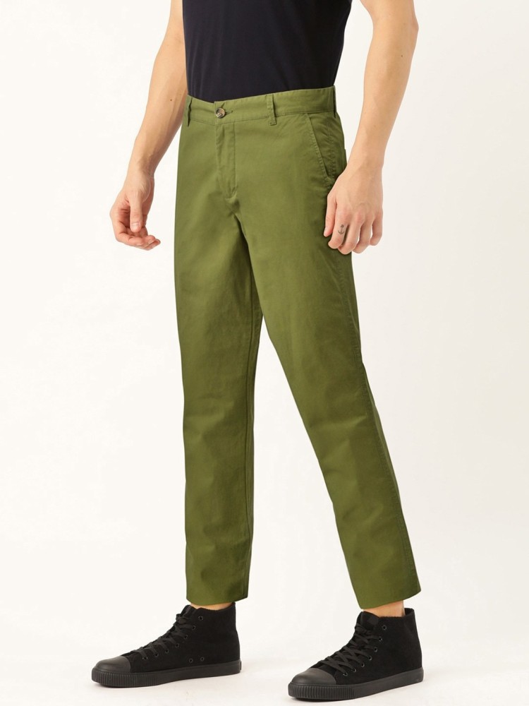 Buy UNITED COLORS OF BENETTON Green Solid Cotton Lycra Slim Fit Mens  Trousers  Shoppers Stop