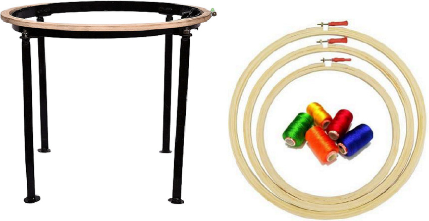 Udhayam Aari Work Stand 18 Inches And Wooden Embroidery Hoop Ring
