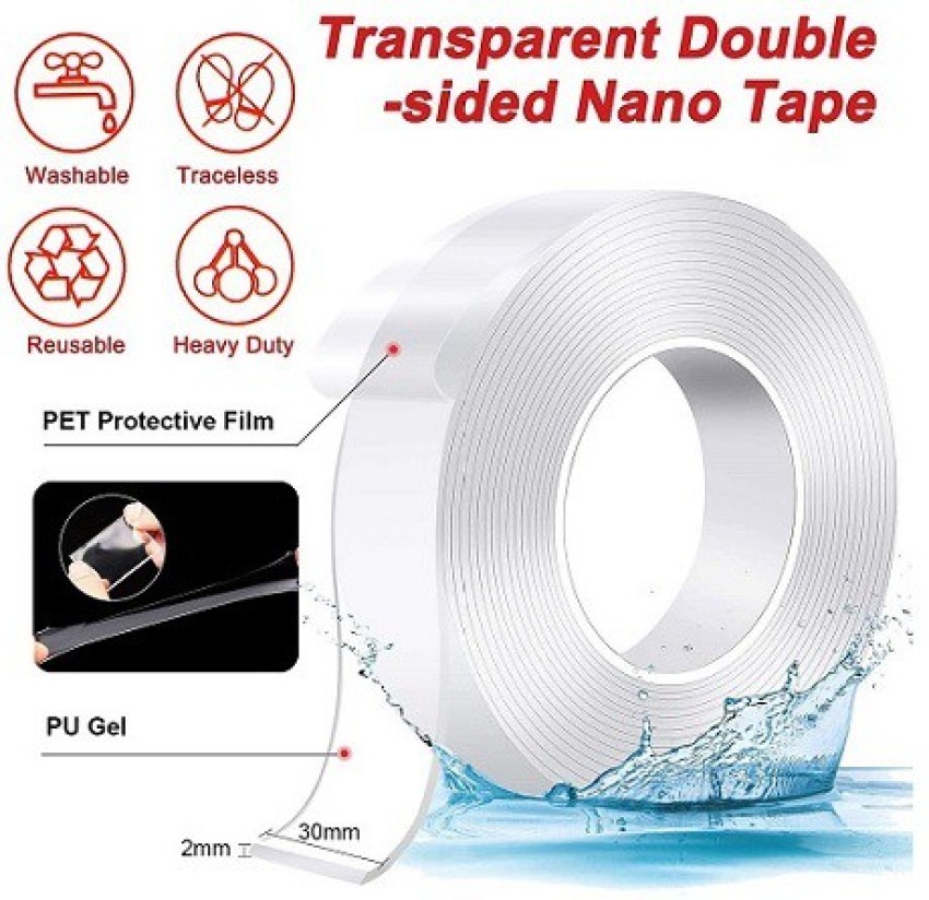 Extra Large Double Sided Tape Heavy Duty Removable 1.18 inch x 160 inch, Clear & Tough Nano Tape, Multipurpose Mounting Tape Picture Hanging Strips