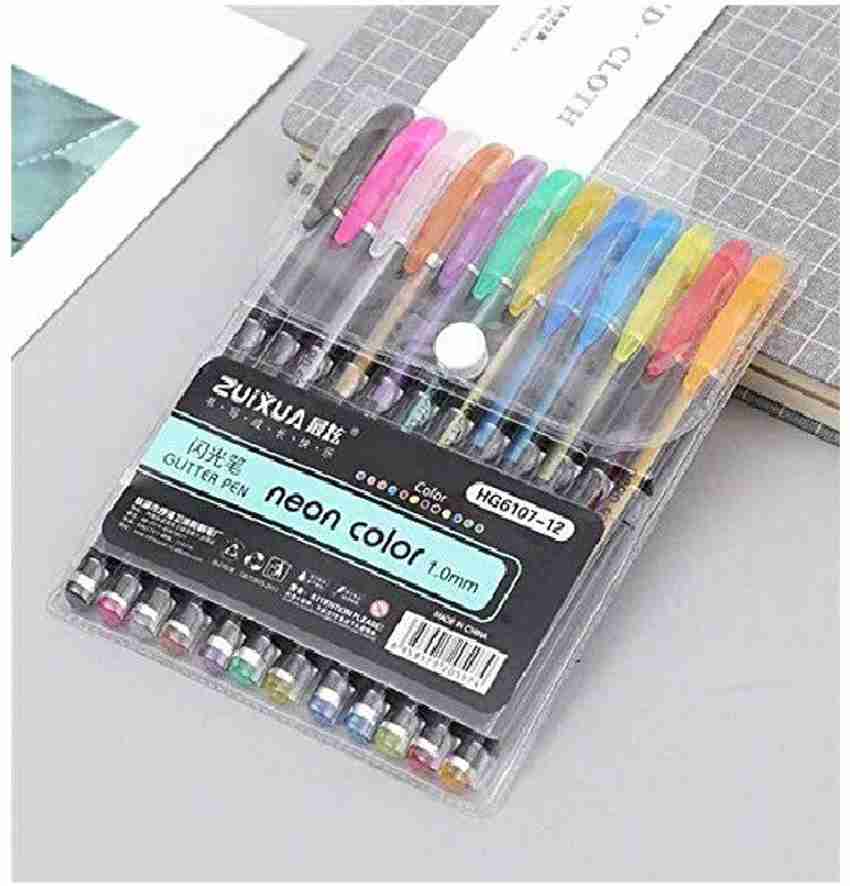 DEZIINE Set of 12 Glitter Gel Pens Art Marker for Coloring Books